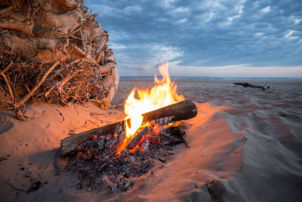 Campfire on beach
